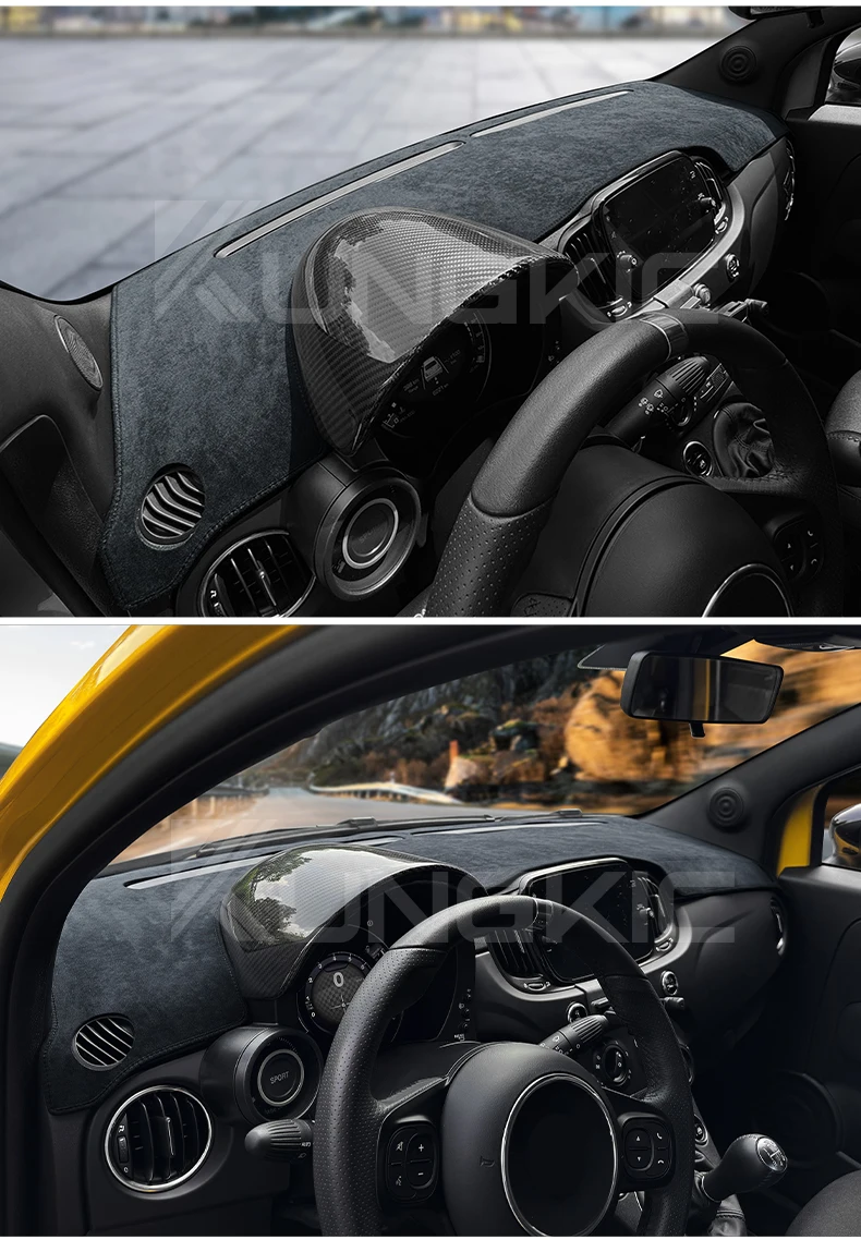 Auto Dashboard Schützen Matte Pad Für Abarth 595 695 2012-2024 Für Fiat 500E 500C 2012-2019 sommer Flanell Dashmat (Left Hand Drive)LHD/(Right Hand Drive)RHD Car Sonnenschirm Teppich – Detail 8