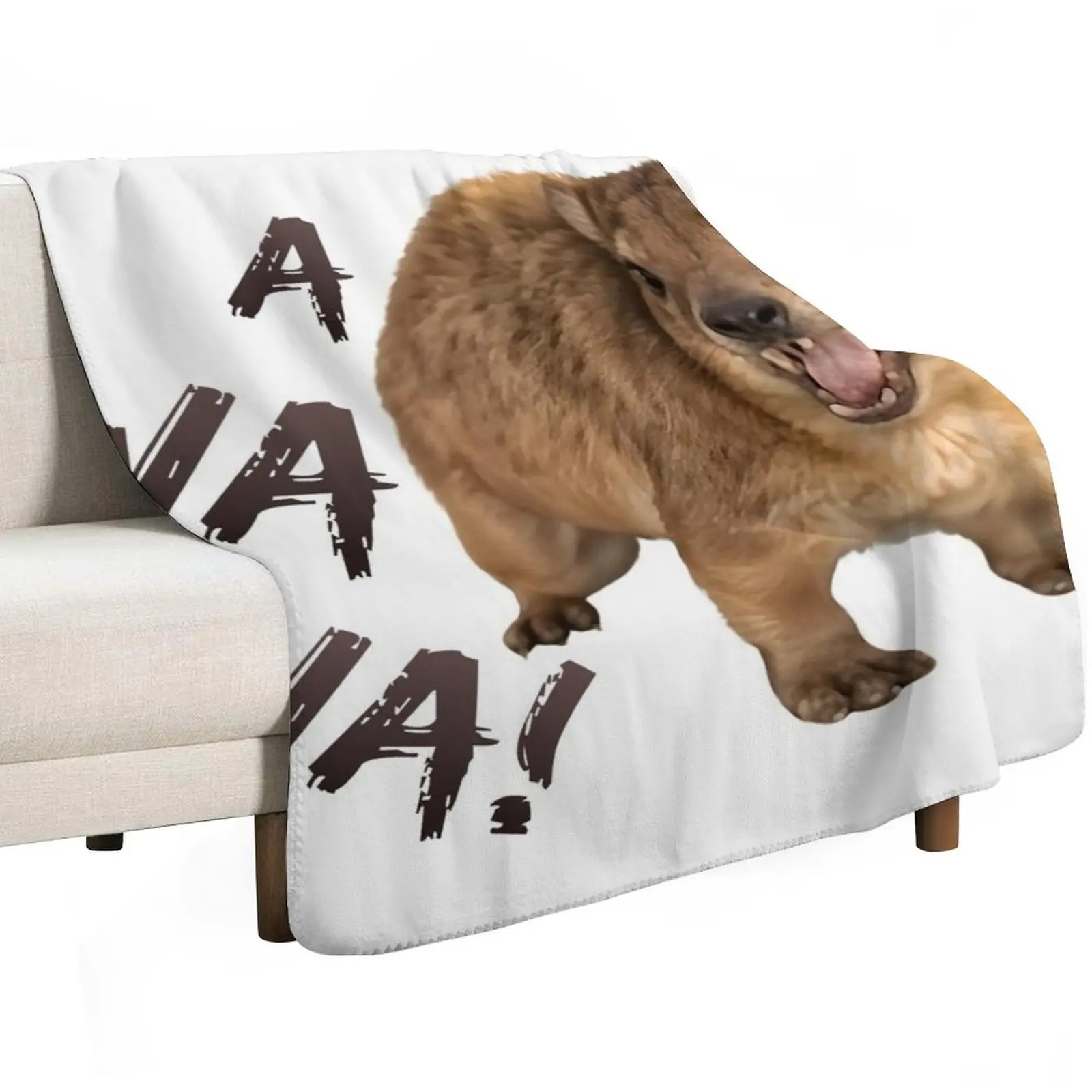 Awawa! Angry Screaming Hyrax Meme - Cute & Funny Throw Blanket Travel Beach Plaid on the sofa Fashion Sofas Cute Plaid Blankets