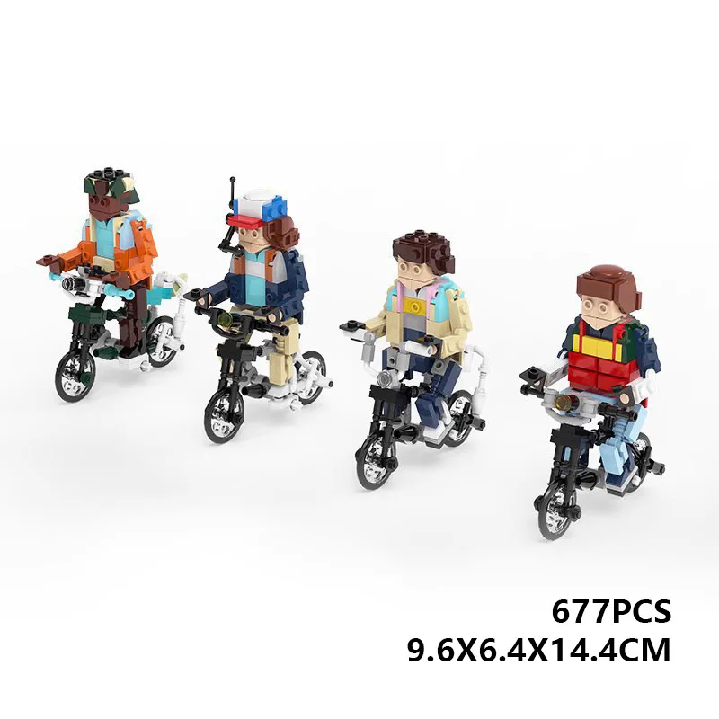 MOC Creative Film and Television Series Mini Cycling Team Combination Building Blocks Model Adult Assembly Toys Birthday Gift