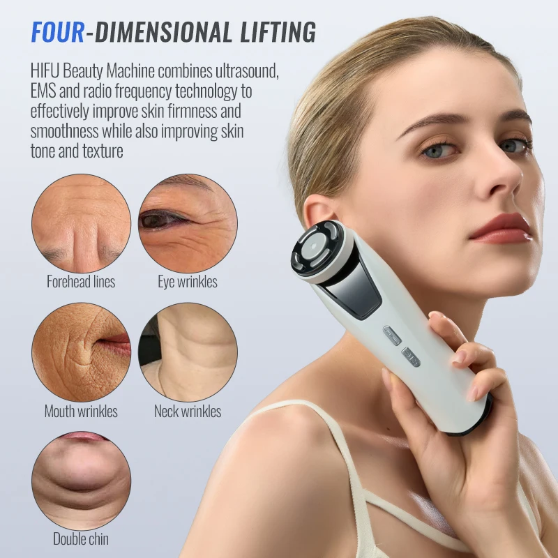 Home HIFU Ultrasonic Beauty EMS Microcurrent Facial Lift and Wrinkle Reduction Massage Rejuvenation Facial Care Beauty Tools Vey