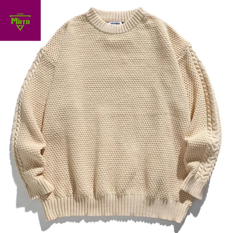 

Vintage Men Sweaters Solid Loose Casual Sweaters Knit Jumpers Streetwear Harajuku Hip Hop Oversized Y2K Sweaters Knitwear