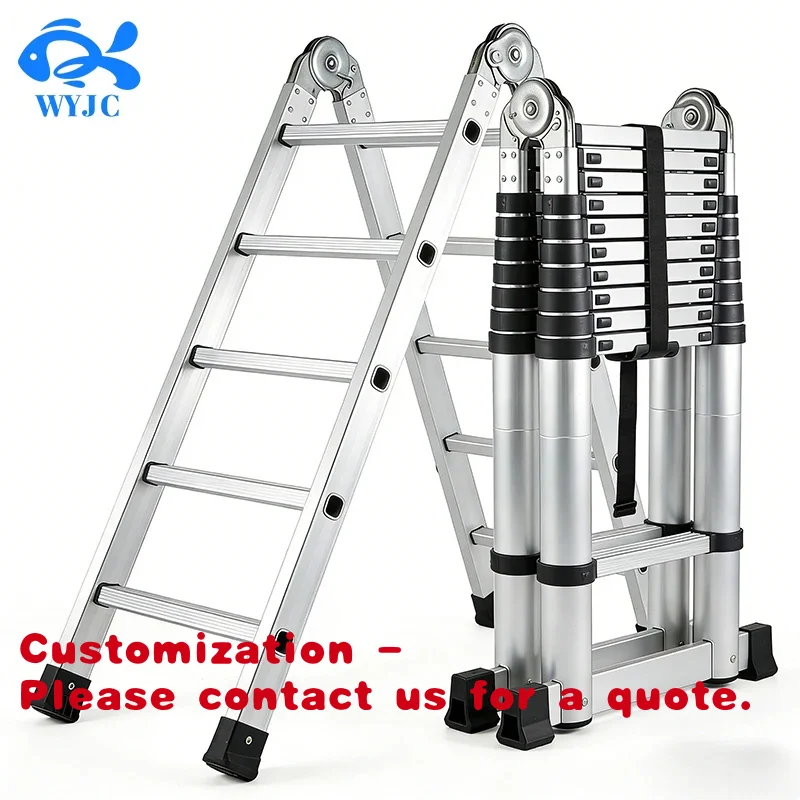 

Customize.Foldable Easy Storage Double Sided Telescoping Ladder Aluminum Telescopic Extension Step Ladder Carton Mall Modern
