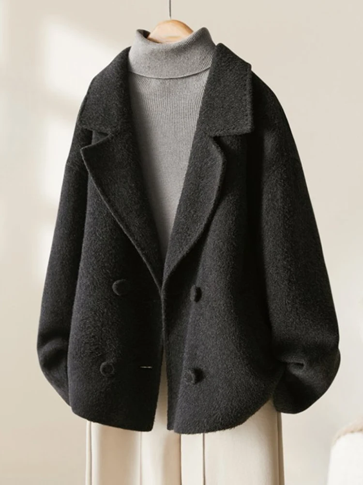 

Шерстяное пальто-костюм женское, модное, осенне-зимнее, новинка, маленький размер, дизайнерская модель, объемное пальто, милый стиль, стандартный крой