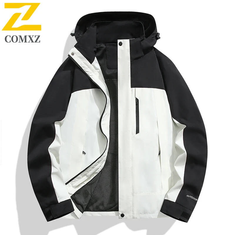 2025 New Mens Waterproof Hiking Jacket Man Windproof Sports Coat Trendy Hooded Jackets Outdoor Ride Climbing Running Windbreaker