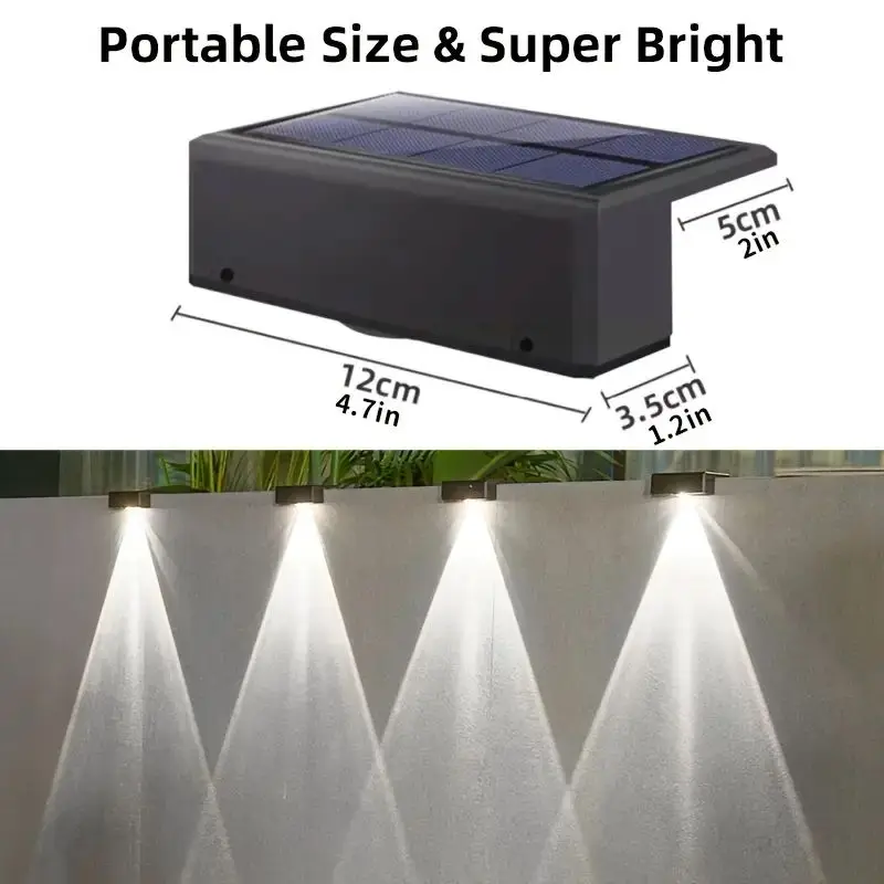 1/2/4/6PCS Solar Outdoor Wall Washer Easy To Install Energy-saving Lighting Waterproof Suitable for Balcony Guardrail
