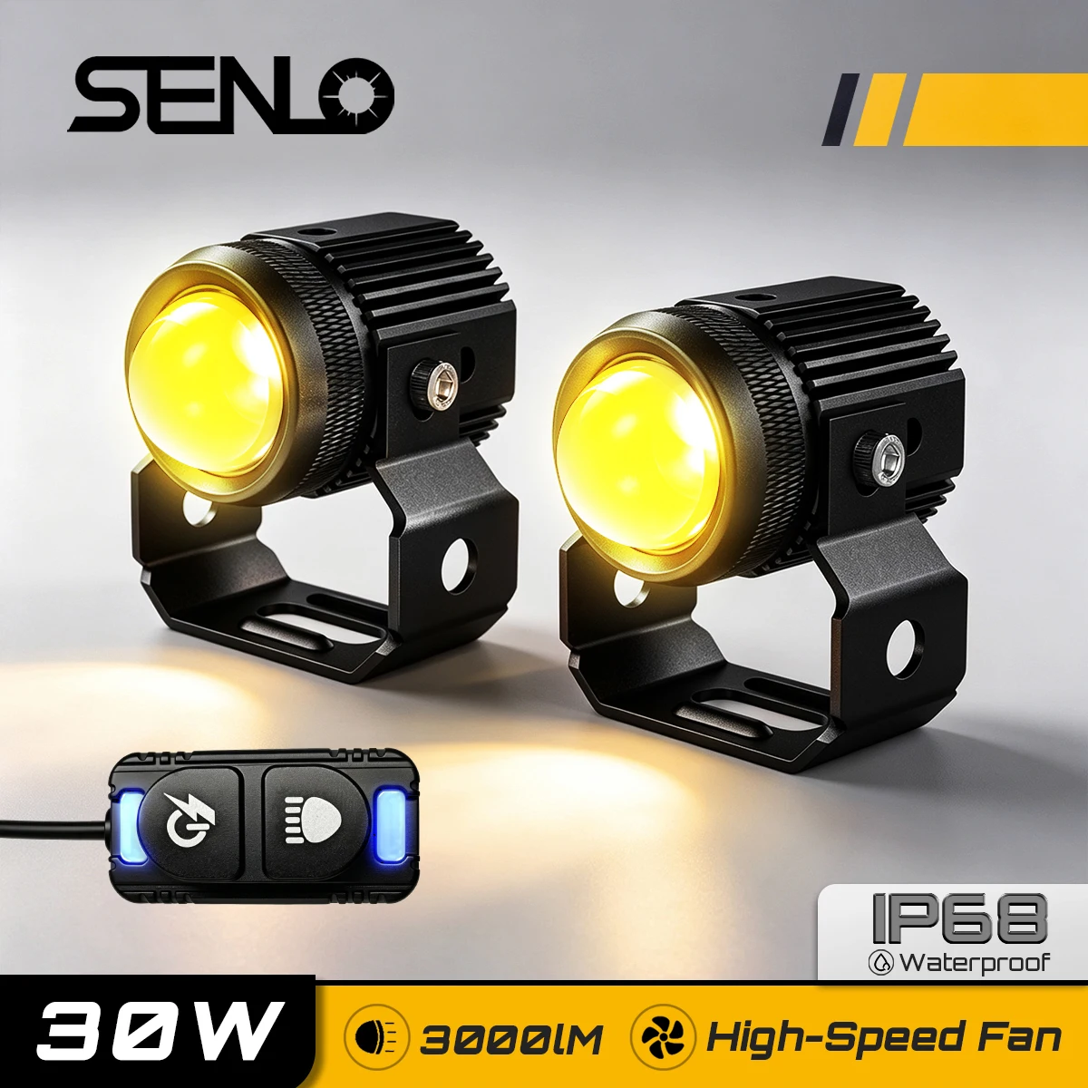 Universal Motorcycle Led Headlight Projector - 2 buah lampu kabut LED proyektor