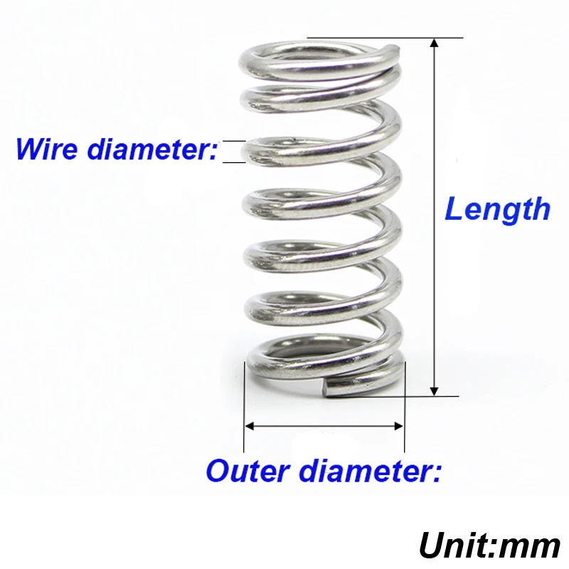 10pcs Diameter 0.8mm 0.9mm Compression Spring Buffer Return Short Small Spring Release Pressure Y-type 304 Stainless Steel