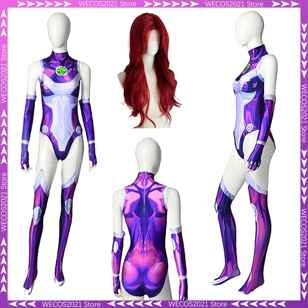 

Маскировка принцессы Koriand'r, косплей, одежда Starfire, костюм молодого титанов с героями мультфильмов, женский костюм на Хэллоуин, ролевая игра, нарядная праздничная ткань