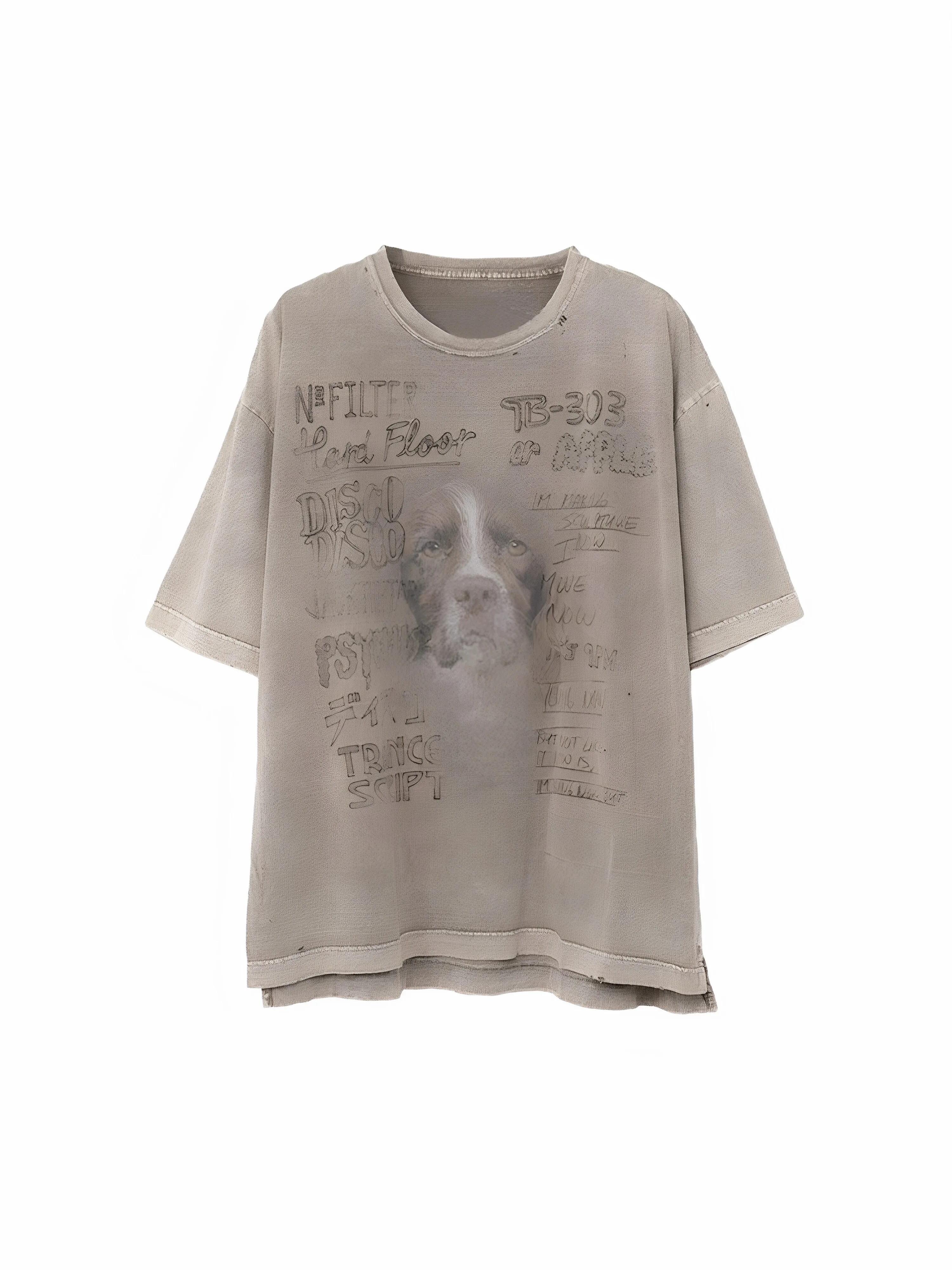 24SS MMY Sanyuan MIHARA Japanese Casual Pure Cotton Round Neck Washed Retro Printed Short Sleeved T-shirt