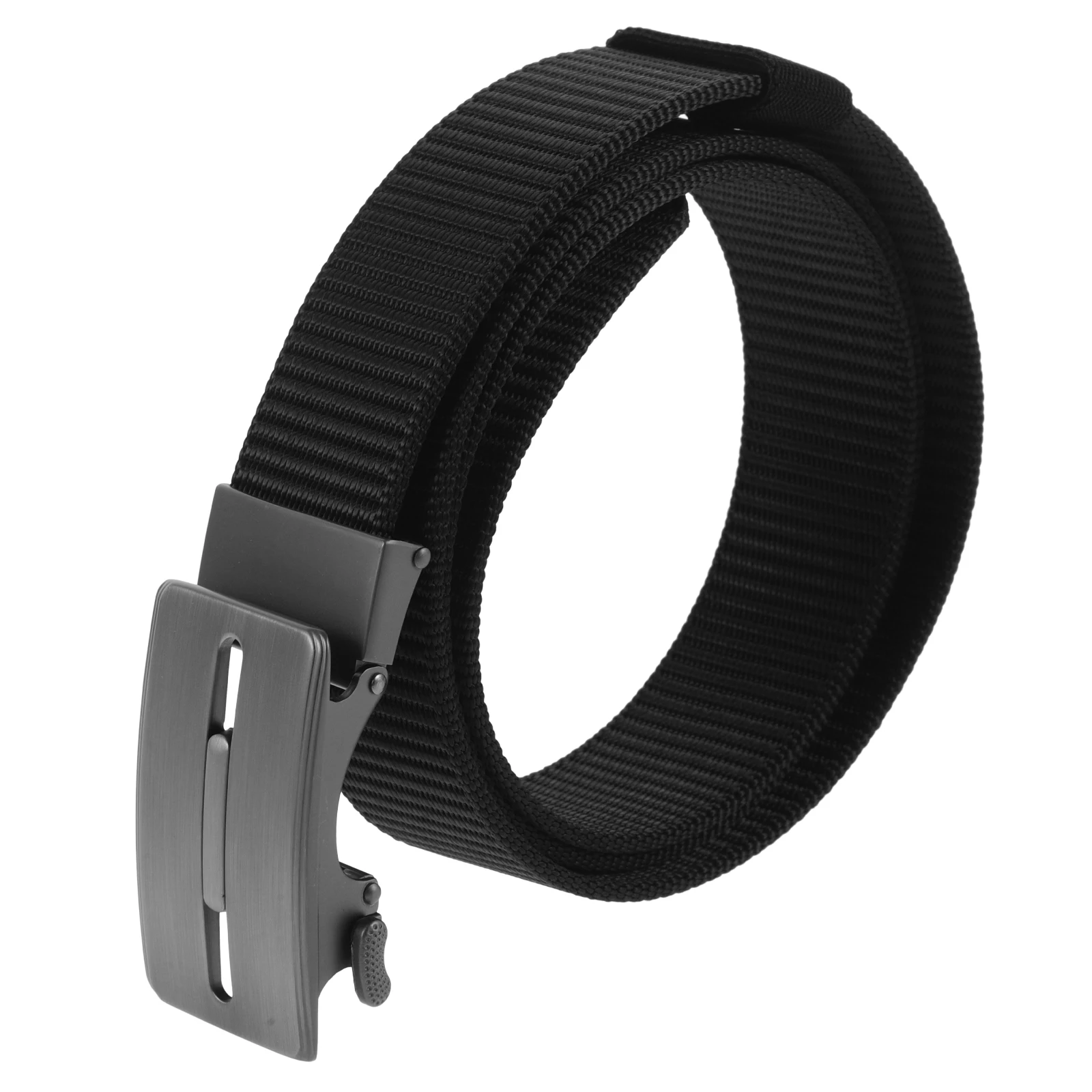 

Automatic Buckle Belt 120cm Reversible Nylon Ratchet Belt for Men Black Silver Alloy Dress Waist Pants Belts Adjustable
