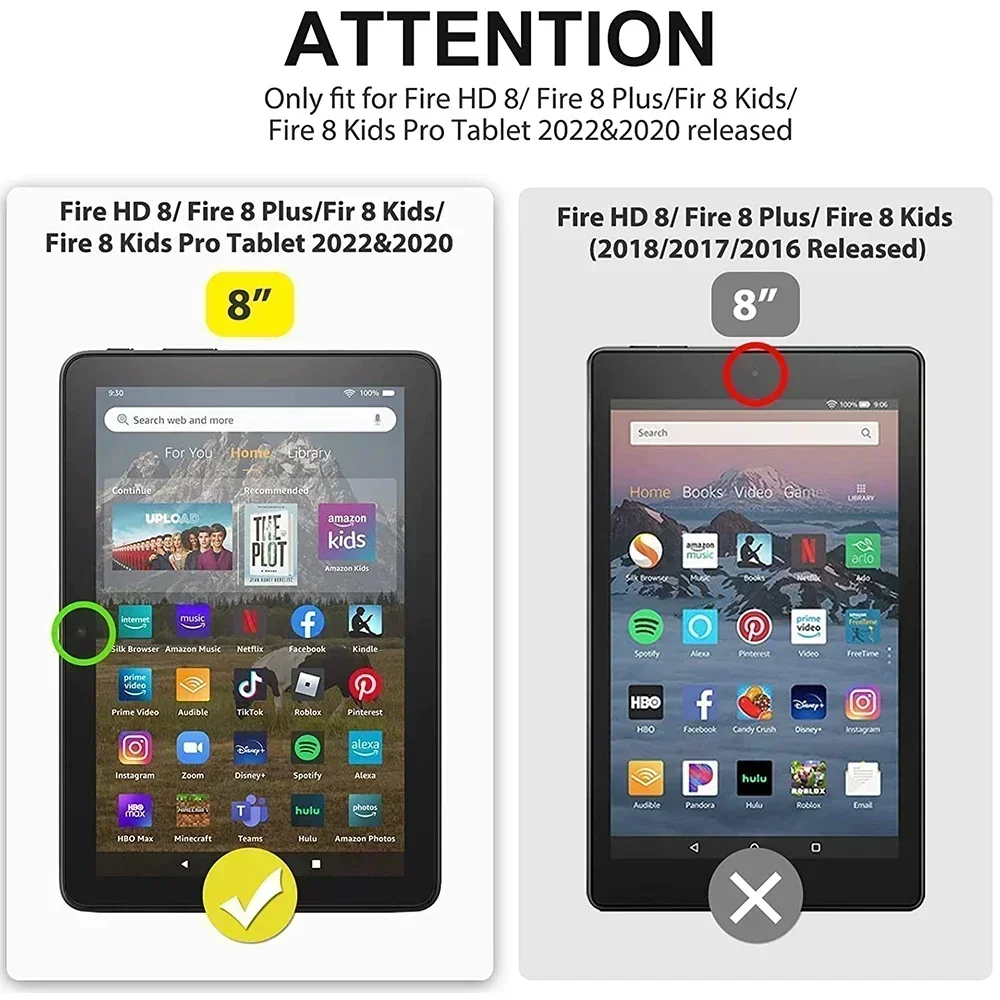 ฟิล์มป้องกันหน้าจอแท็บเล็ต3แพ็กสำหรับ Amazon Fire HD 8 / 8 plus/ 8 2020 2022รุ่น11TH