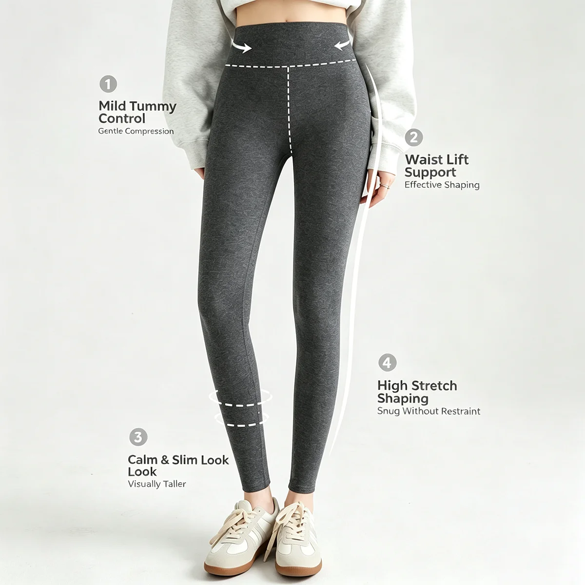 Hochgeschnittene Baumwoll-Leggings für Damen, Frühling, warm, bequem, schmal geschnitten, Studentenqualität, neue Unterwäsche, dünne Herbsthose – Detail 7