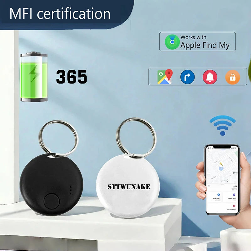 Mini Air Tag with Key Ring for Pet Car Key Smart GPS Tracker Compatible with Apple Find My APP Children Elderly Anti-lost Finder