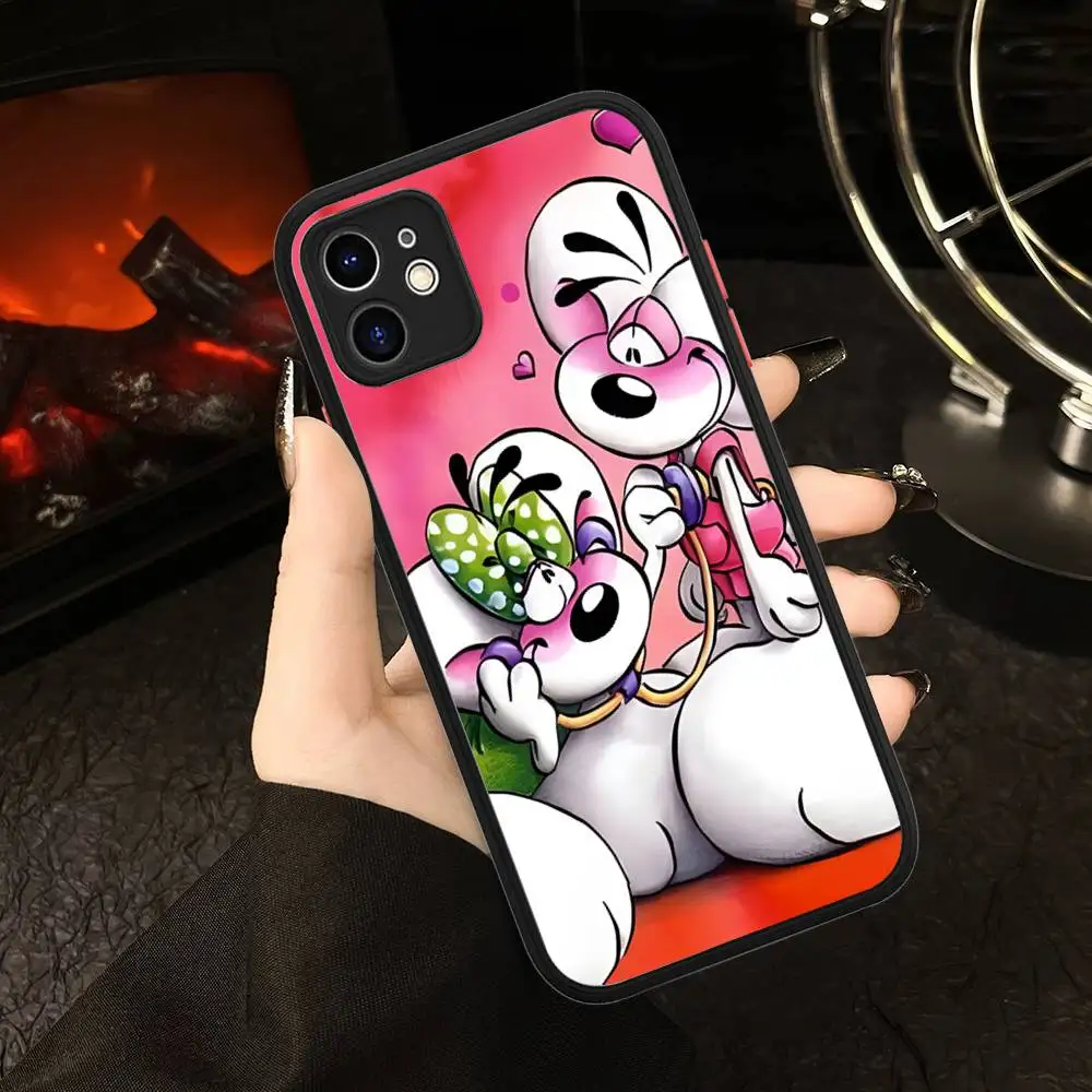 Etui na telefon Cartoon D-Diddl do iPhone'a 16 15 14 Plus 13 12 11 Pro Max, matowe, miękkie etui z bumperem.