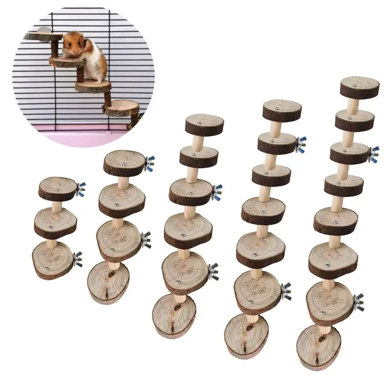 3/4/6/7/8 Steps Hamster Wooden Ladder Small Animals Climbing Ladder Bird Parrot Stand Perches Stair Pet Cage Accessories