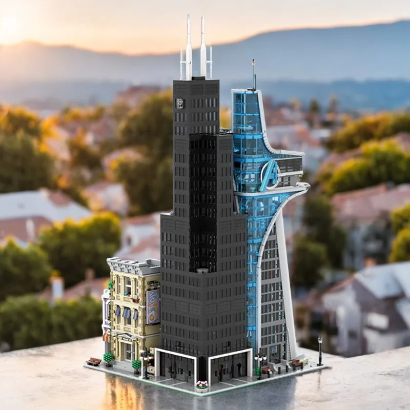 3146pcs MOC Modular Sears Tower Architecture Model Building Blocks Home Decor Desk Display Shelf Accent Premium Gift For Adults
