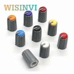 10PCS Mixer Adjustment Knob Diameter 10.5mm Height 18mm Plastic Knob Cap 270 degrees D-Shaped Inner Hole 6mm