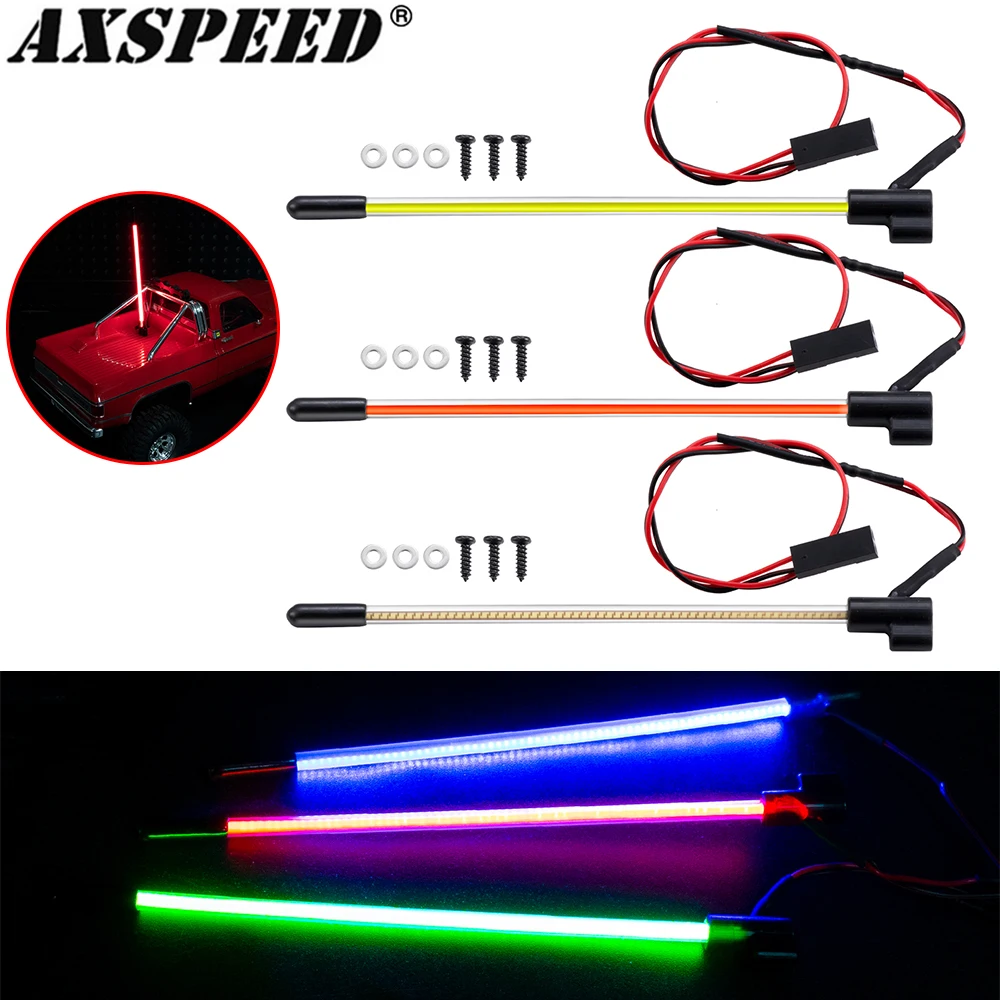 AXSPEED RC Car Glowing Flagpole Light LED Spotlight Lamps Night-Light 107/113mm for 1/24 Axial SCX24 1/18 TRX4M Upgrade Parts