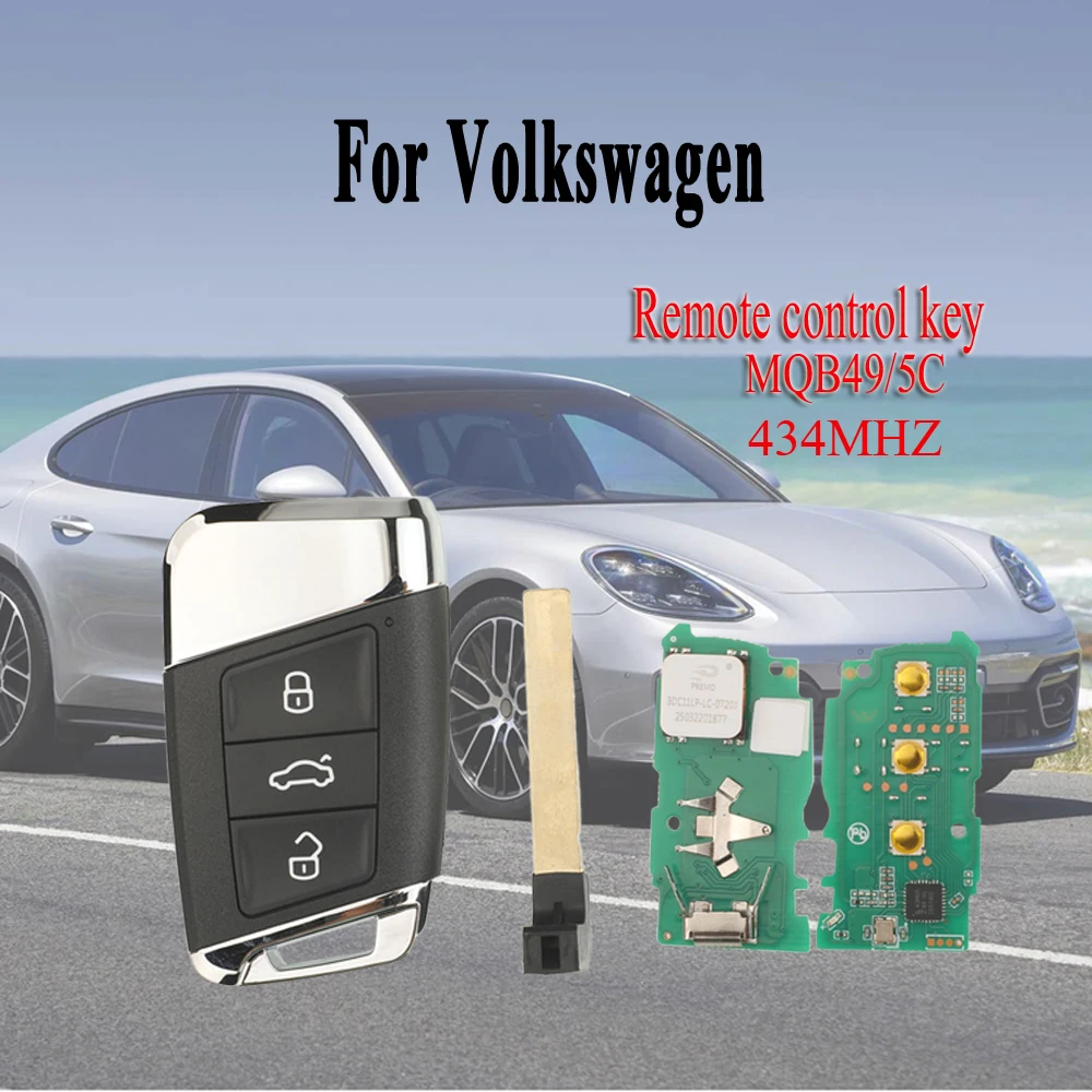 

Jingyuqin 3 кнопки смарт-карта ключ дистанционного управления для Volkswagen MQB49/5C 434 МГц без логотипа, совместимый с автомобилем, долговечный и надежный