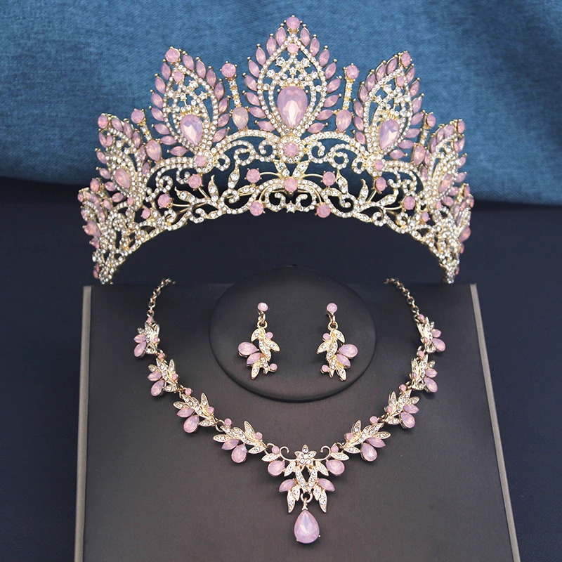 Princess Crown Bridal Jewelry Set Rhinestone Tiara and  display picture 3