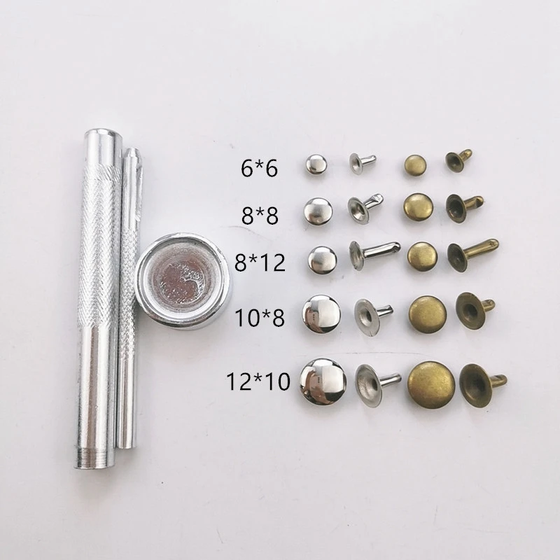 200 Sets Metal Single Cap Rivets Studs Round Rivet For Leather Craft Bag Belt Garments Hat Shoes Pet Collar Decor