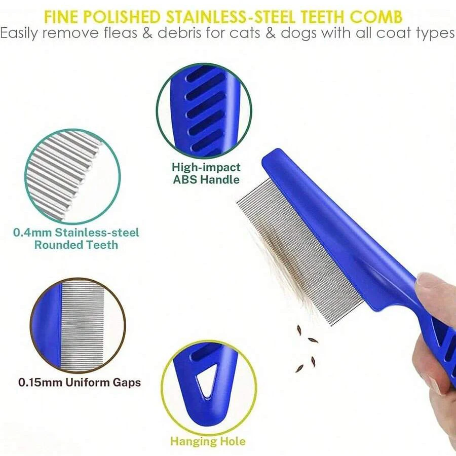 Stainless steel teeth flea comb features