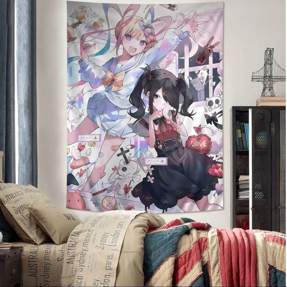 Needy Girl Streamer Overload Anime Colorful Tapestry Wall Hanging Bohemian Wall Tapestries Mandala Wall Hanging Sheets