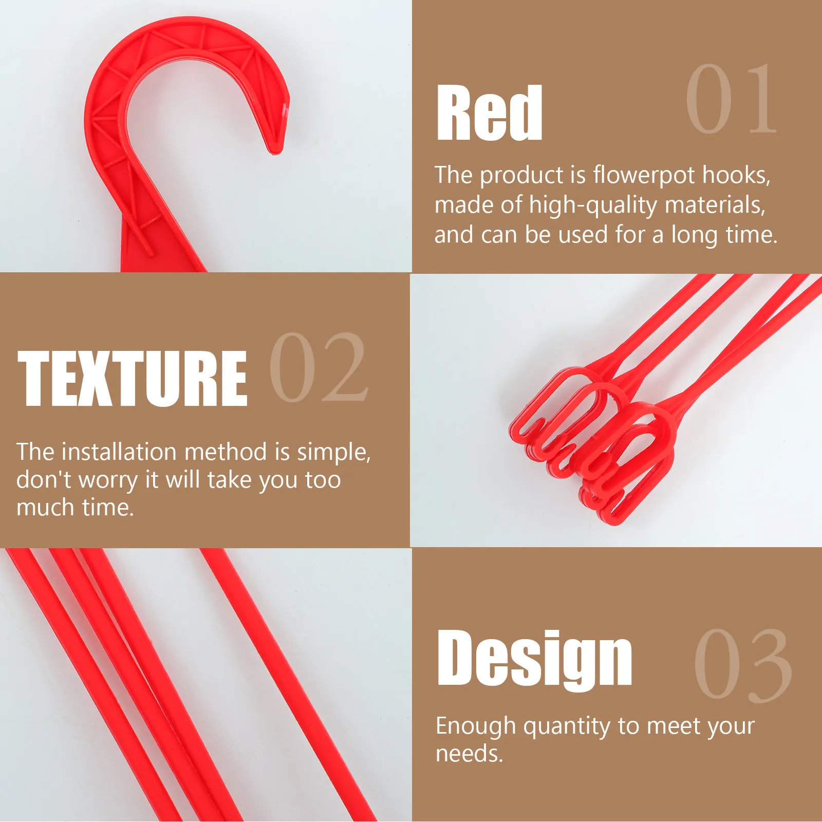 5Pcs Plastic Flowerpot Hook Sturdy Hanging Hook Easy Install Load Bearing for Balcony Window Sill Desk and Room