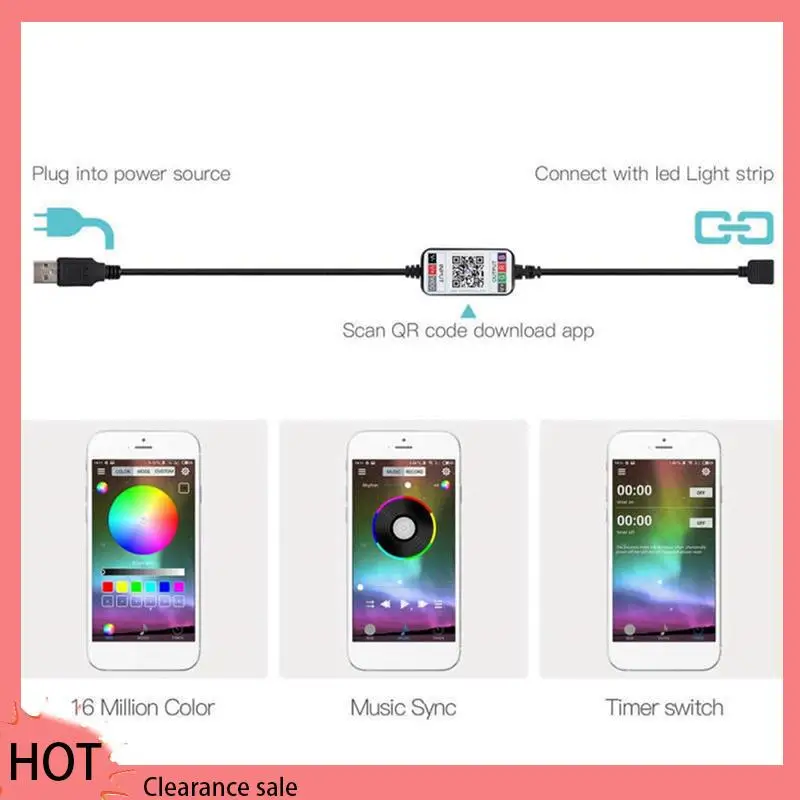 A88Z 3X Wireless Bluetooth LED Dimmer Remote Controller DC5-24V Phone APP Connection Control For RGB Light Strip Timer Switch