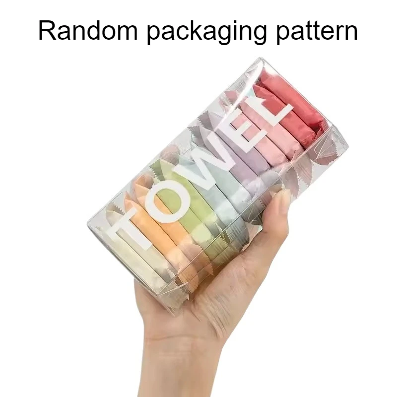 14PCS/Box Disposable Compressed Towel Portable Compressed Towel Travel Hotel Disposable Facial Cleansing Colorful Packaging