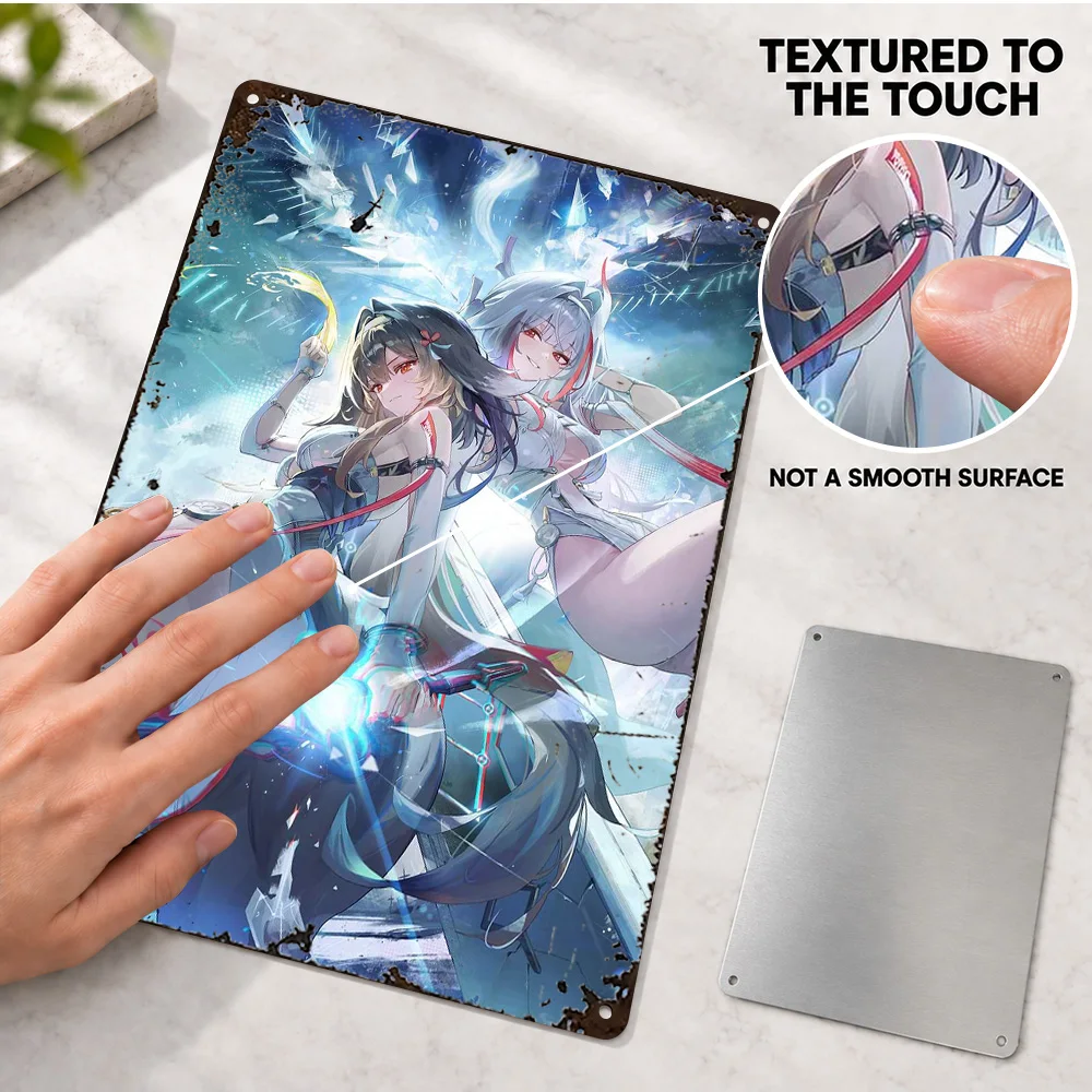 Zenless Zone Zero Ye Shunguang Textured Metal Poster Customized Aluminum Sign Digital Illustration Wall Art For Gaming Corner