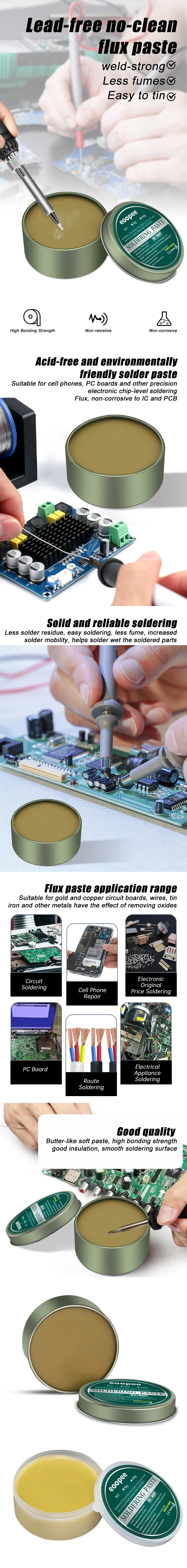 Lotpaste Kolophoniumflussmittel 10 g/30 g/100 g bleifreies Schweißflussmittel Eisenreparatur Schweißpaste Löttinn Lötöl Lötflussmittel – Detail 1