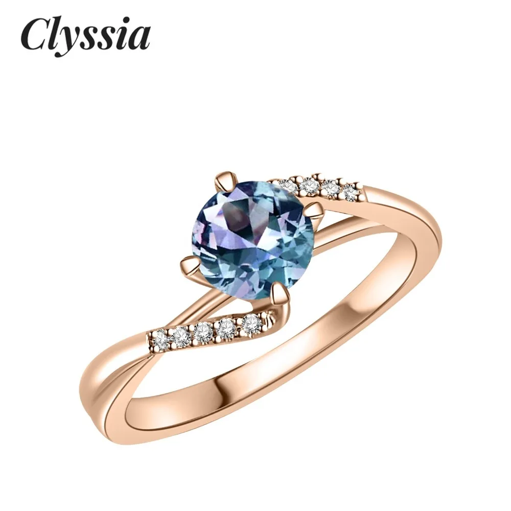 

CLYSSIA стерлингового серебра 925 пробы изменение цвета александритовое роскошное свадебное обручальное кольцо для женщин модные ювелирные изделия ювелирные изделия