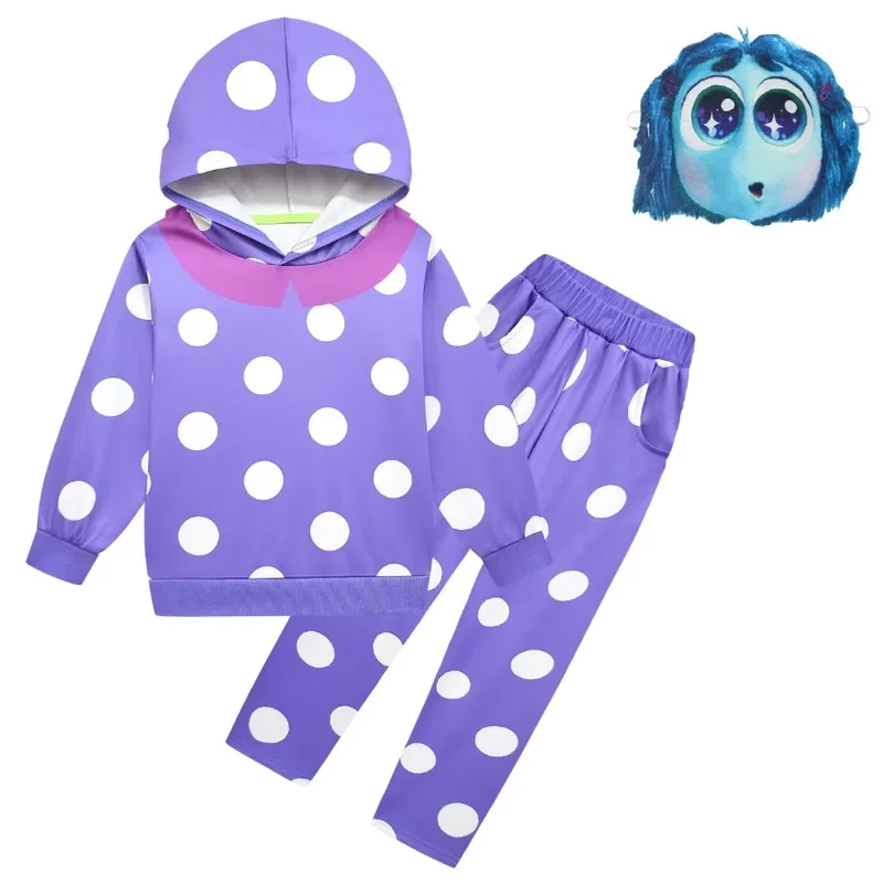 2 pezzi set inside out 2 Joy Costume Cosplay ragazzi ragazze abbigliamento set con maschera bambini cartoon anime per regalo di compleanno di Halloween