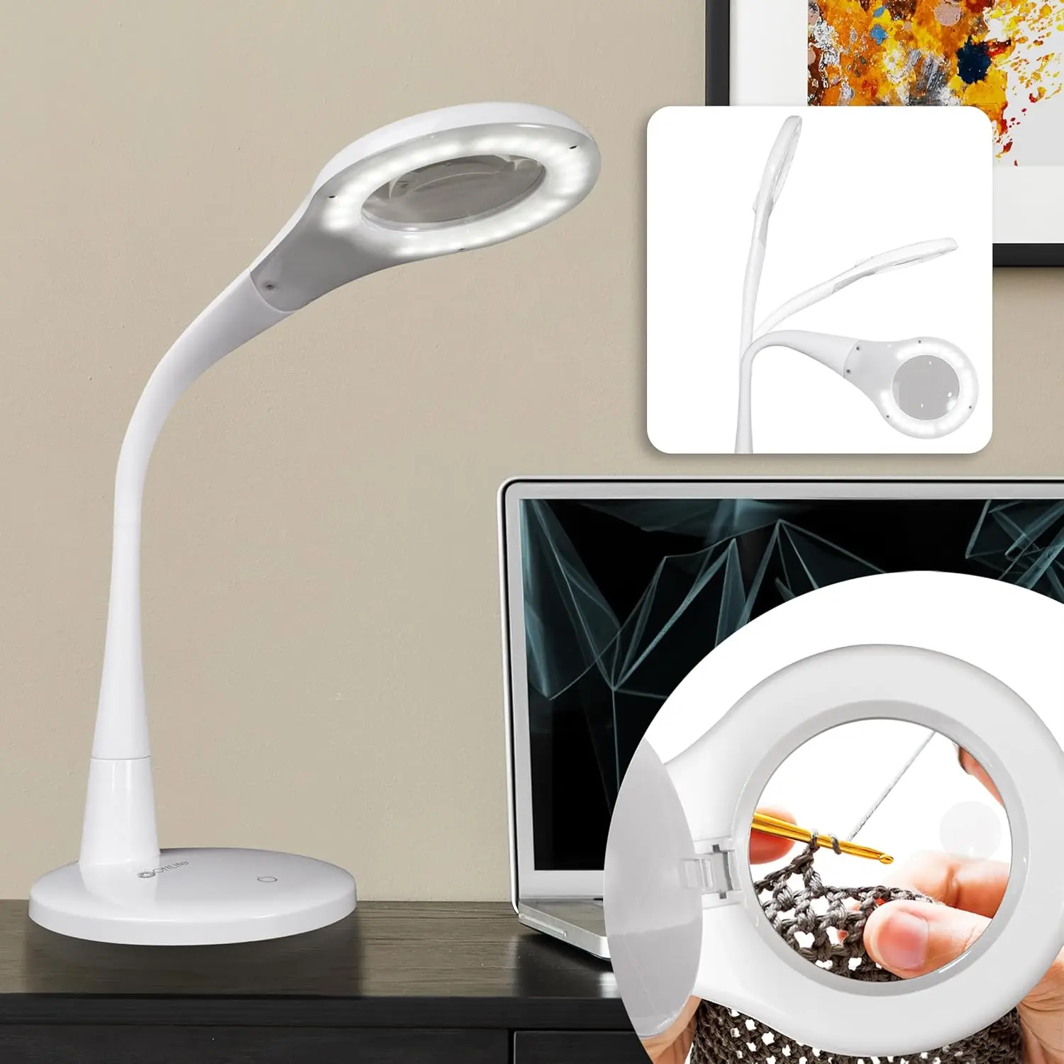White LED Magnifier Lamp with OttLite Prevention Technology, Ideal for Shipper Use