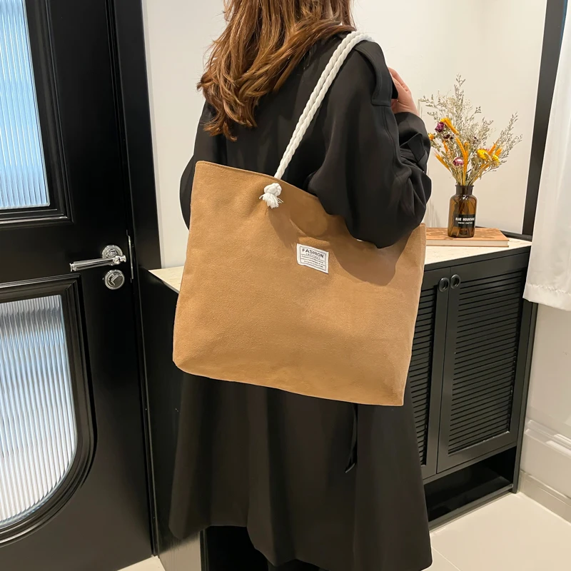 Wildleder Umhängetasche Eco Einkaufstasche Student Büchertasche Lässige Handtasche Reise Kosmetik Schlüssel Handy Tablet Computer Einkaufstasche