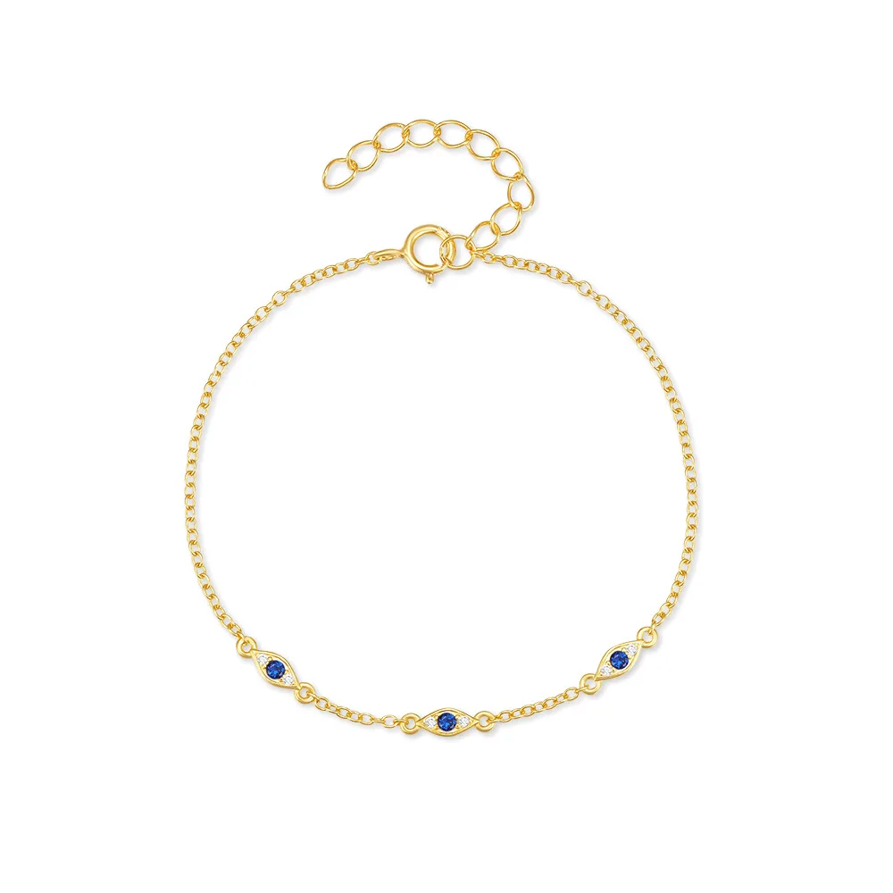 

TKJ 925 Sterling Silver Bracelet Sparkling Zircon Women's Wrist Chain The Devil's Eye Charm Bracelet Wedding Party Jewelry