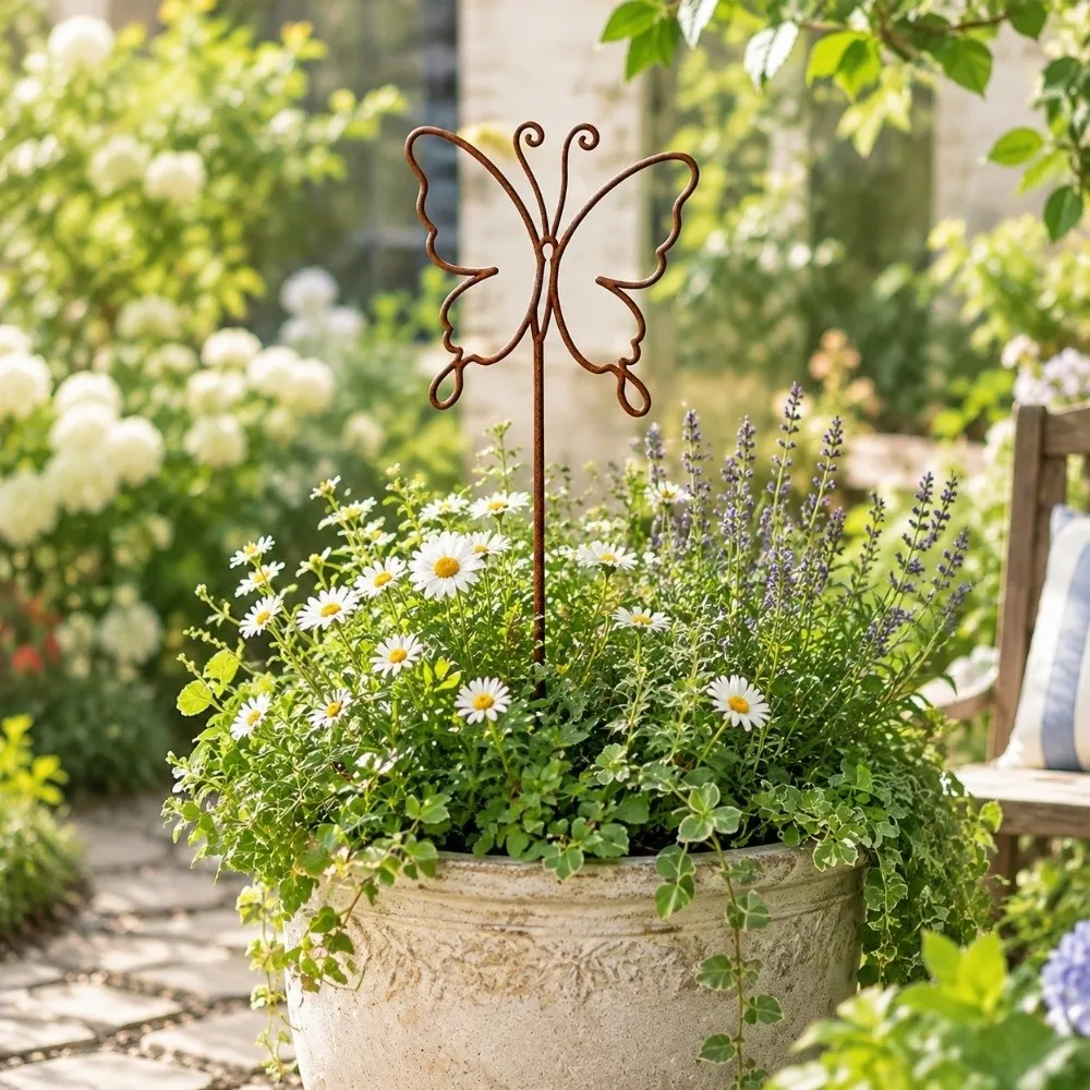 Hollow Out Butterfly Plant Stand Weather Resistance Reindeer Cat Plant Fixed Frame Strong Load Bearing