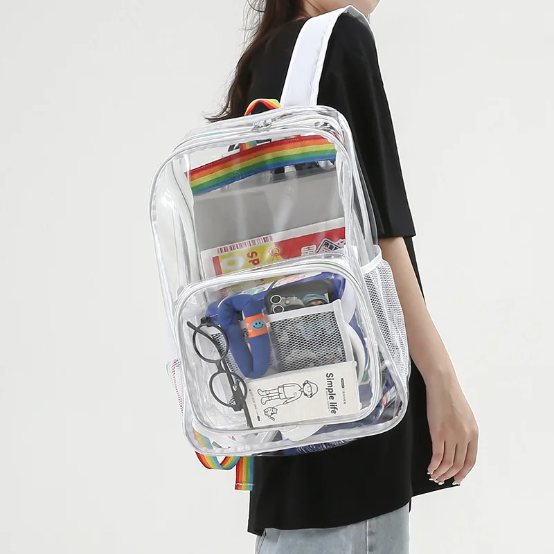 Unisex Large Capacity Backpack Transparent PVC Set Bag Waterproof Backpack Solid Clear Backpack Couple Fashion Bagback Designer