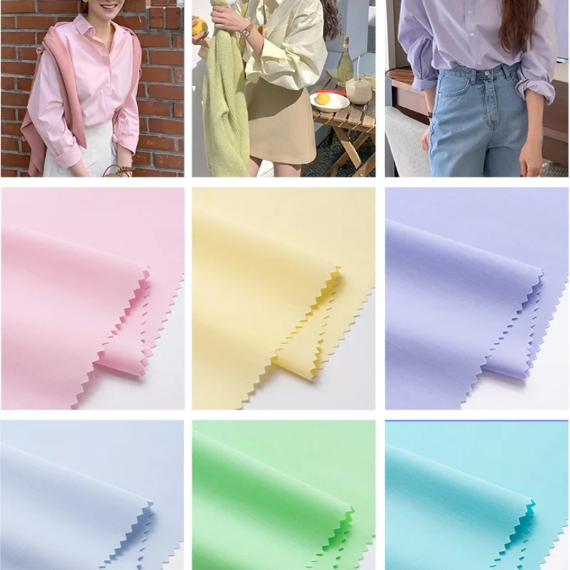 150cm Wide 60 Count Plain Weave High-density Pure Cotton Shirt Fabric Combed Cotton Breathable Poplin Clothing DIY Sewing Fabric