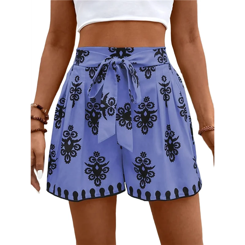 

A09P Женская юбка 2025 Повседневная летняя струящаяся мини-юбка с узлом по бокам и эластичной резинкой на талии Облегающая юбка с принтом