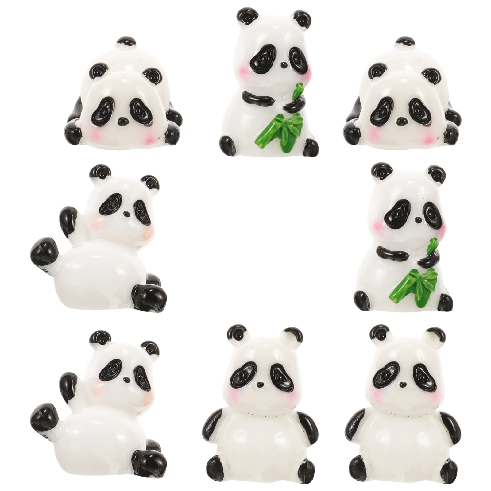 Garden Panda Statue Mini Ornament Baby Toy Scene Decors Chinese Style Cake Decorations Resin