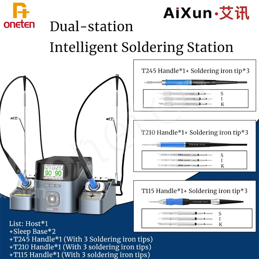 JC JCID AIXUN T420D Dual-channel Intelligent Soldering Station Mobile Phone Welding Repair Soldering Iron Tips Welding Tools