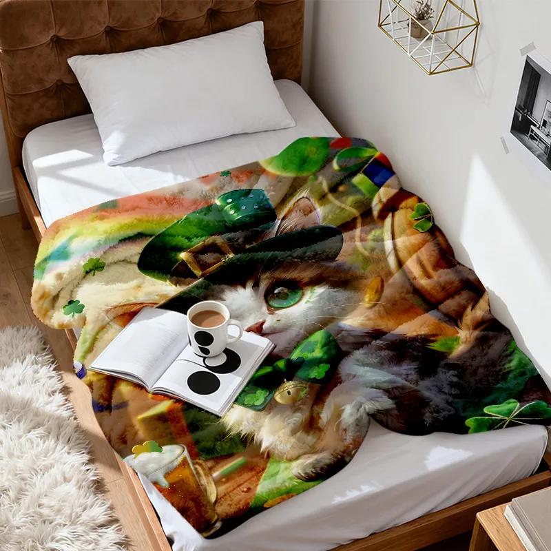 

Одеяло Святого Патрика и Рождества — плед с милым котенком