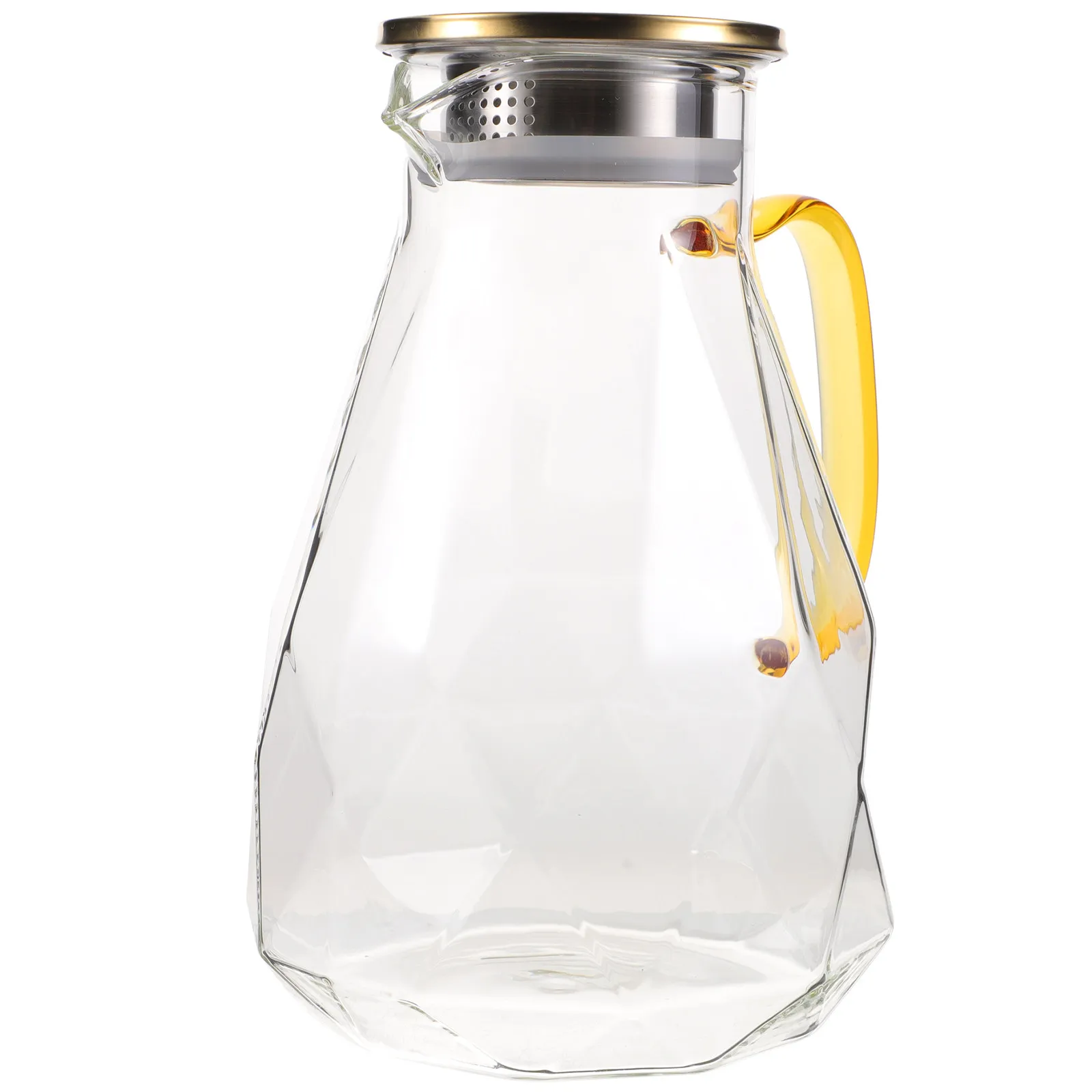 

Large Capacity Premium Glass Water Pitcher with Filter Lid for Tea Coffee Milk Iced Beverages Clear Design Heat Resistant