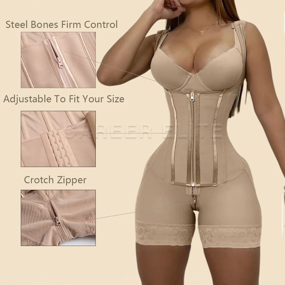 Bbl Double Compression Full Body Stage 2 Faja Women Body Shapewear Bodysuit Ass Stuff Push Up Flat Stomach Modeling Corset