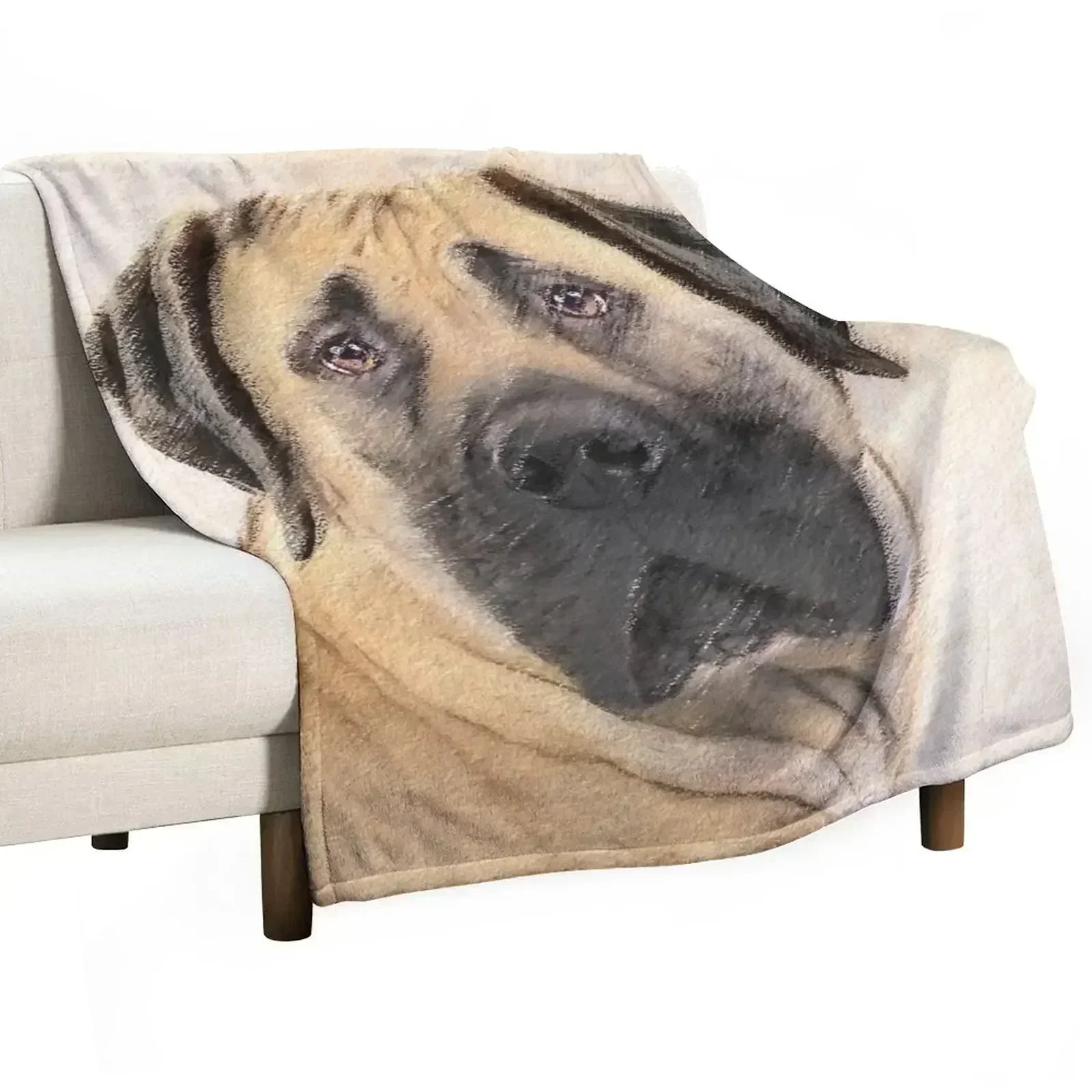 Nueva pintura de Boerboel: linda manta decorativa con diseño original de perro, manta acogedora para primavera y otoño para sofá