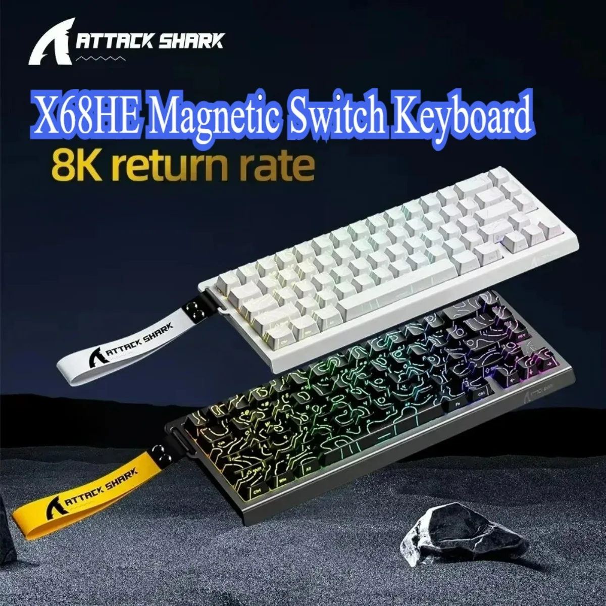 Magnetic Gaming Keyboard ATTACK SHARK X68HE 0.01mm Rapid Trigg 8000Hz SOCD/Rs 0.125ms 128K Rate, Suitable for PC MAC PS4 PS5