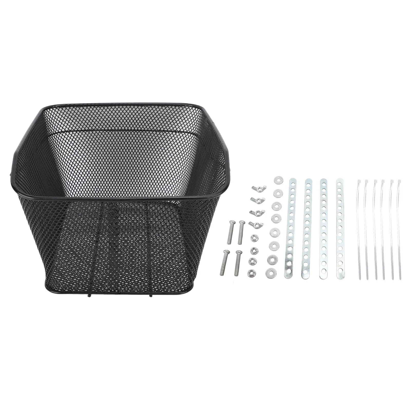 

Rear Bike Basket Waterproof Coating Bike Rear Rack Basket Easy Installation 44lb Load Bearing with Cable Ties Screws for Outing