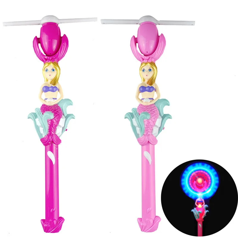 

Mermaid Rotating Glowing Fairy Stick Girl Child Music Lighting Rotating Pinwheel Stick Projection Magic Wand Glowing Toy Gift